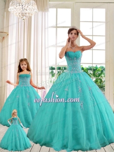 2014 LuxuriousTurquoise Princesita With Quinceanera Dresses with Beading