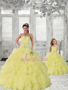 2015 New Style Light Yellow Princesita Dress with Beading and Ruching