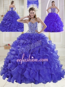 Hot Sale Sweetheart Brush Train Beaded Decorate Quinceanera Dresses in Sweet 16