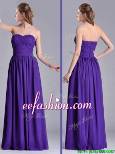 Beautiful Empire Ruched Chiffon Long Prom Dress in Purple