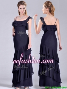 Best Selling Asymmetrical Ankle Length Best Mother Of The Bride Dress with Ruffled Layers