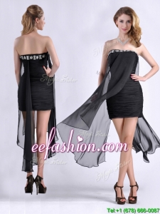 Best Selling Asymmetrical Column Prom Dress with Beaded Top and Ruching