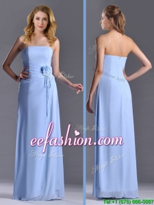 Cheap Strapless Hand Crafted Flower Long Prom Dress in Light Blue