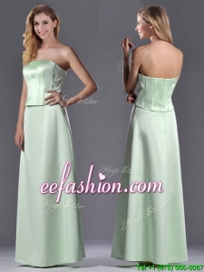 Discount Column Ruching Satin Prom Dress with Strapless