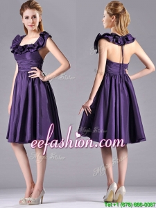 Elegant Halter Top Backless Short Prom Dress in Dark Purple