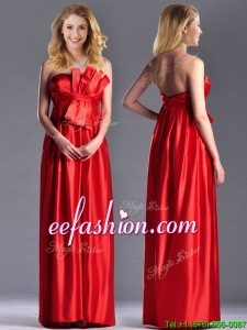 Gorgeous Empire Red Long Prom Dress in Elastic Woven Satin