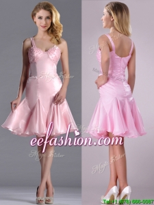 Lovely Beaded Bust Straps Short Prom Dress in Baby Pink