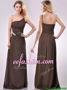 Low Price One Shoulder Taffeta Beaded Mother Of The Bride Dress in Brown