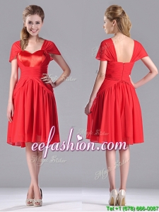 New Arrivals Empire Short Sleeves Chiffon Mother Of The Bride Dress in Red
