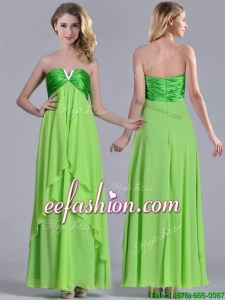 Pretty Beaded Decorated V Neck Spring Green Prom Dress in Ankle Length