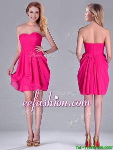 Simple Empire Sweetheart Chiffon Hot Pink Short Prom Dress for Homecoming