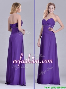 Column Sweetheart Ruching Purple Prom Dress for Celebrity