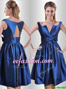 Exquisite Open Back Hand Crafted Flower Prom Dress in Royal Blue