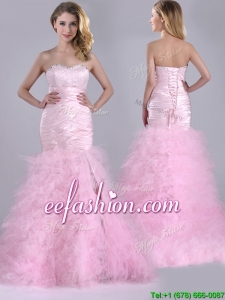 Luxurious Ruffled Taffeta and Tulle Prom Dress with Beading and Sequins