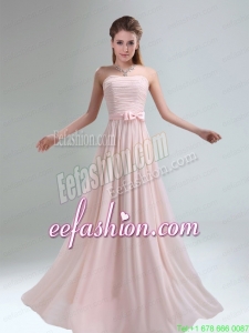 2015 Most Fashionable Light Pink Empire Prom Dress with Bowknot belt