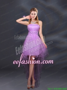 Appliques and Ruffles A Line Strapless Prom Dresses