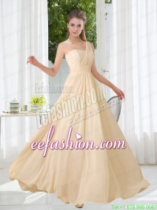 Empire One Shoulder Lace Up Prom Dress with Ruching