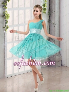 Natural One Shoulder A Line Ruching Lace Up Prom Dress