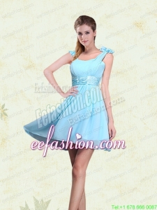 A Line Straps Prom Dresses with Ruching and Bowknot