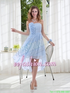 Empire Strapless Hand Made Flowers Prom Dress with High Low