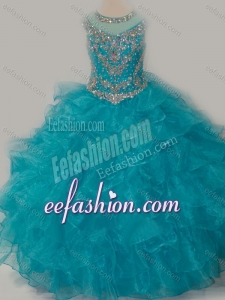 Beautiful Ball Gown Scoop Beaded Bodice Little Girl Quinceanera Dress with Lace Up