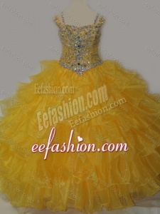Beautiful Sweetheart Little Girl Pageant Dress with Spaghetti Straps in Yellow