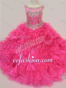 Exclusive Scoop Hot Pink Cinderella Pageant Dress with Beading and Ruffles