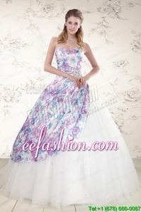2015 Discount Puffy Multi-color Quinceanera Dresses with Beading