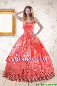 2015 Discount Quinceanera Gowns with Ruching and Appliques