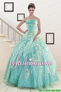 Amazing Blue Quinceanera Dresses with Appliques for 2015
