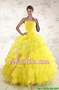 Amazing Yellow Quinceanera Dresses with Beading and Ruffles