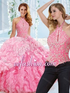 Cut Out Bust Beaded Bodice Detachable Quinceanera Dress with Halter Top