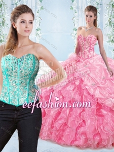 Discount Beaded Bodice Visible Boning Rose Pink Detachable Sweet 16 Dress