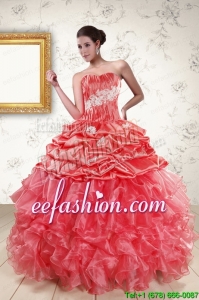 Luxurious Sweetheart Beading Quinceanera Dresses in Watermelon