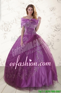 Purple Sweetheart Discount 2015 Quinceanera Dresses with Embroidery