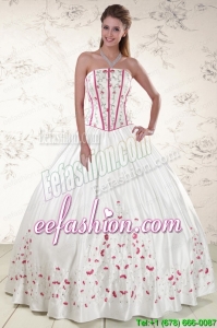 2015 Cheap Strapless Quinceanera Dresses with Appliques