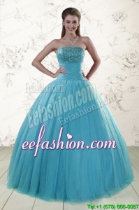 2015 Popular Sweetheart Baby Blue Quinceanera Dresses with Appliques