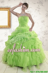 In Stock Perfect Green Quinceanera Dresses with Beading and Ruffles