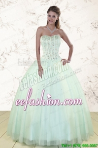 Light Blue In Stock Quinceanera Dresses with Beading