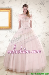 New Style Beading Ball Gown Quinceanera Dresses in Light Pink