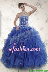 New Style Beading and Ruffles 2015 Quinceanera Dresses in Royal Blue