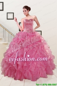 Pink 2015 New Style Quinceanera Dresses Sweetheart with Ruffles
