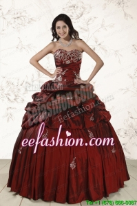 Popular 2015 Wine Red Quinceanera Dresses with Lace Up