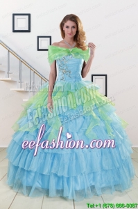 Popular Beading Strapless Multi-color Quinceanera Dress for 2015
