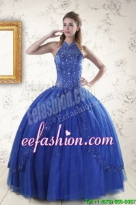 Popular Royal Blue Sweet 15 Dresses with Appliques and Beading for 2015