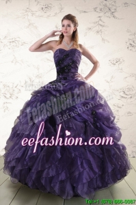 Popular Sweetheart Appliques Purple Quinceanera Dress for 2015