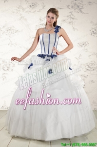 Popular White One Shoulder Hand Made Flower Quinceanera Dress for 2015
