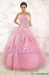 The Most Discount Appliques Baby Pink Dresses for Quinceanera