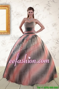 2015 Perfect Multi Color Dress For Quinceanera with Beading