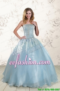 New Style 2015 Beading Sweet 16 Dresses with Strapless